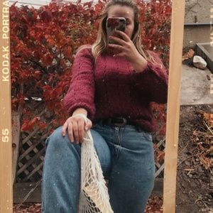 Homemade Knit Sweater with Bubble Sleeves